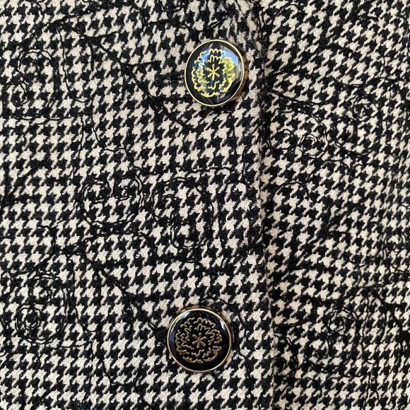 Vintage Women’s Size M/L Pure Wool Houndstooth Floral Boyfriend Blazer Jacket - Picture 6 of 12